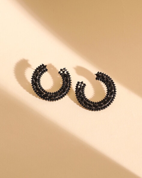 Traditional Oxidised Ghungroo Hoop Earrings For Girls & Women Stylish  (Black) Beads Metal Hoop Earring