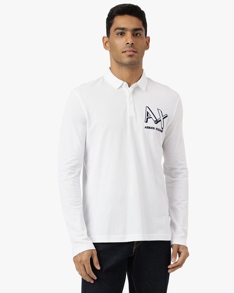 Armani long sleeve polo white hotsell