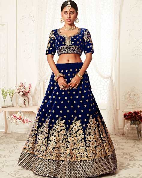 Cornflower Blue Soft Net Lehenga Choli with Dori & Zarkan work – Ethnos