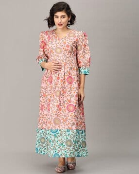 the mom store Floral Print Fit & Flare Dress-picture-8