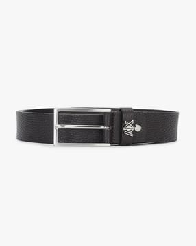 armani exchange Textured Leather Belt with Metal Logo Loop-picture-46