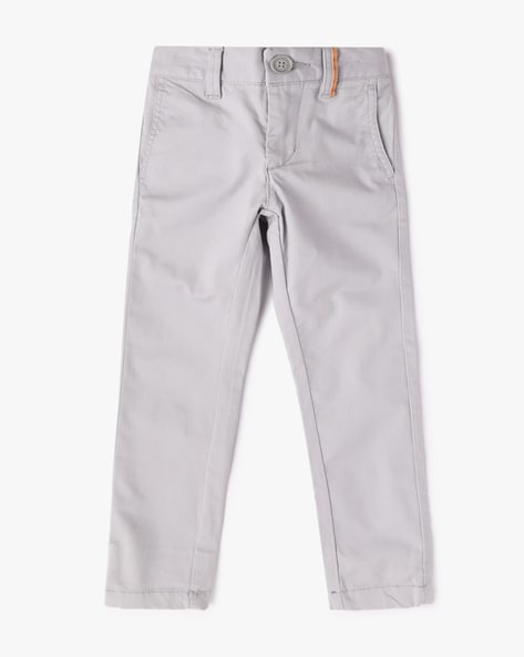 Black n Bianco Boys' Flat Front Slim Fit Trouser Pants in Rustic Gray