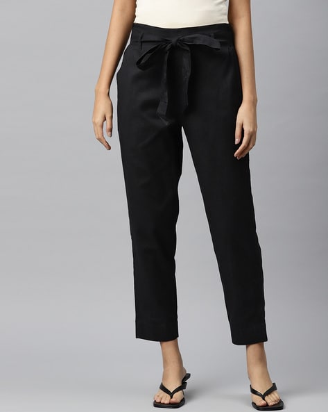 Black Belted Slim Trousers | New Look