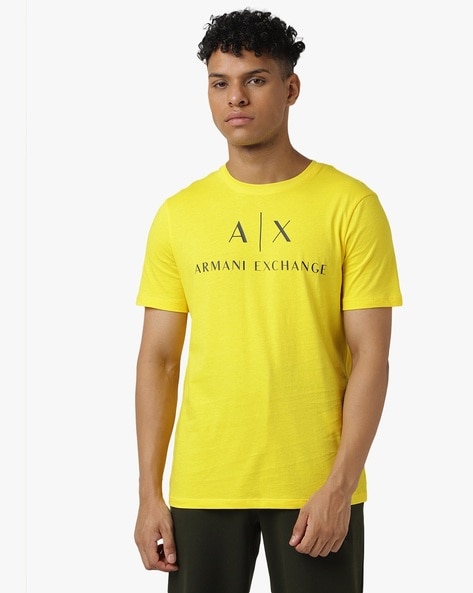 Armani exchange yellow t hot sale shirt