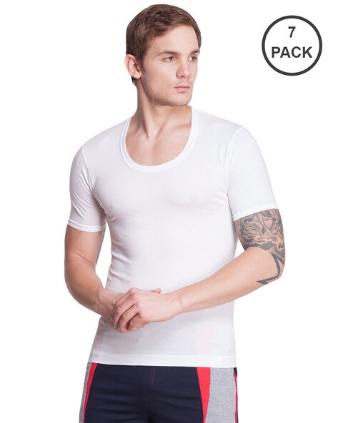 Buy Dollar Bigboss Pack of 3 Sleeveless Round Neck Men Vest - White Online  at Low Prices in India 