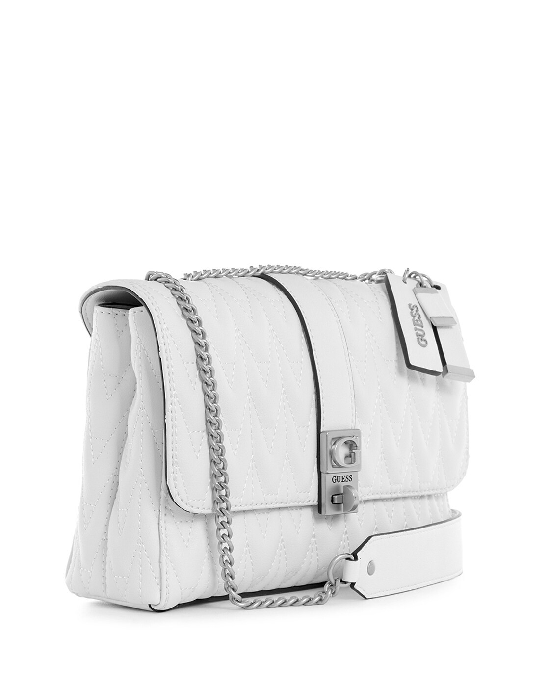 Buy GUESS White Womens Snap Closure Shoulder Handbag | Shoppers Stop