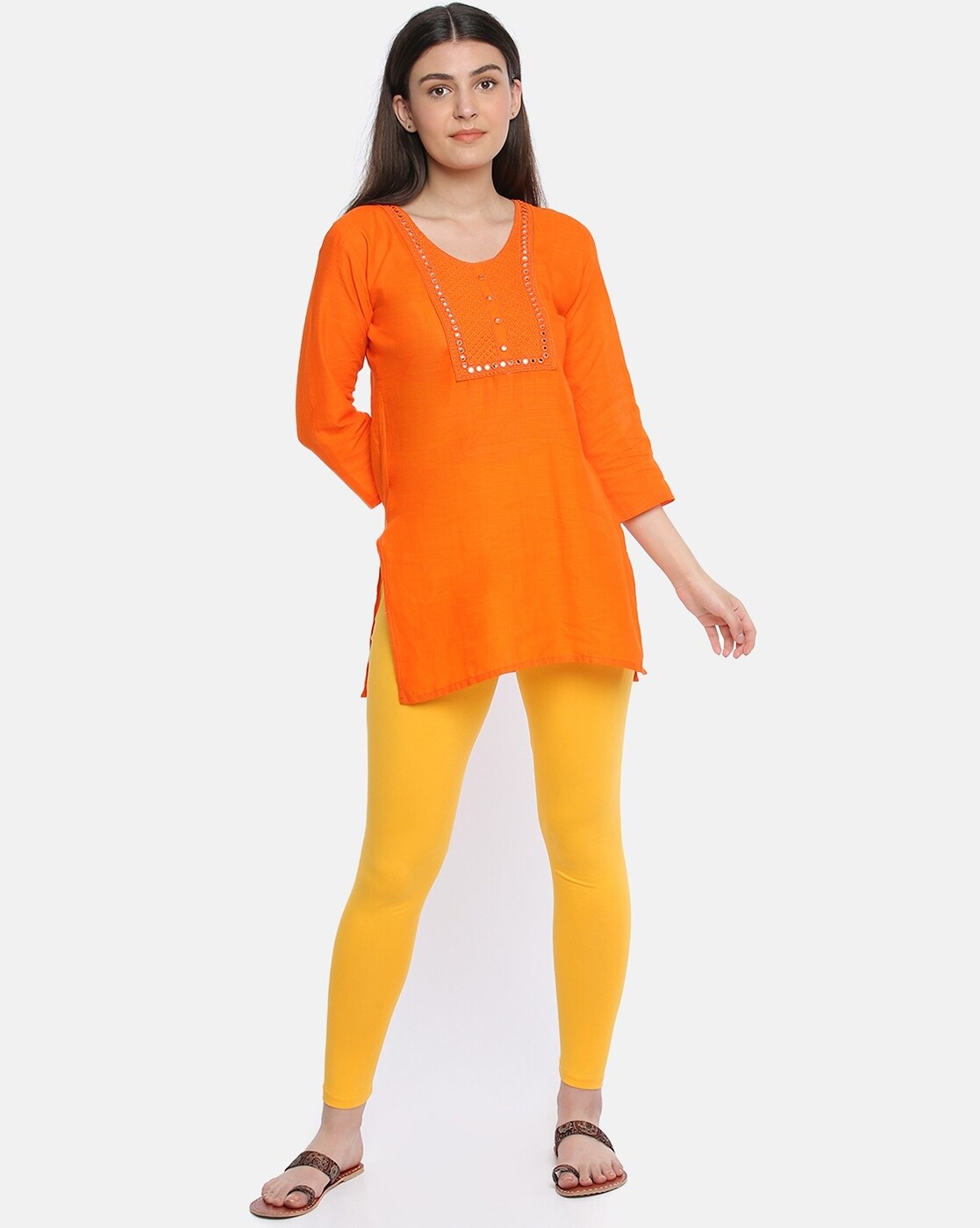 Buy Yellow Leggings for Women by DOLLAR MISSY Online