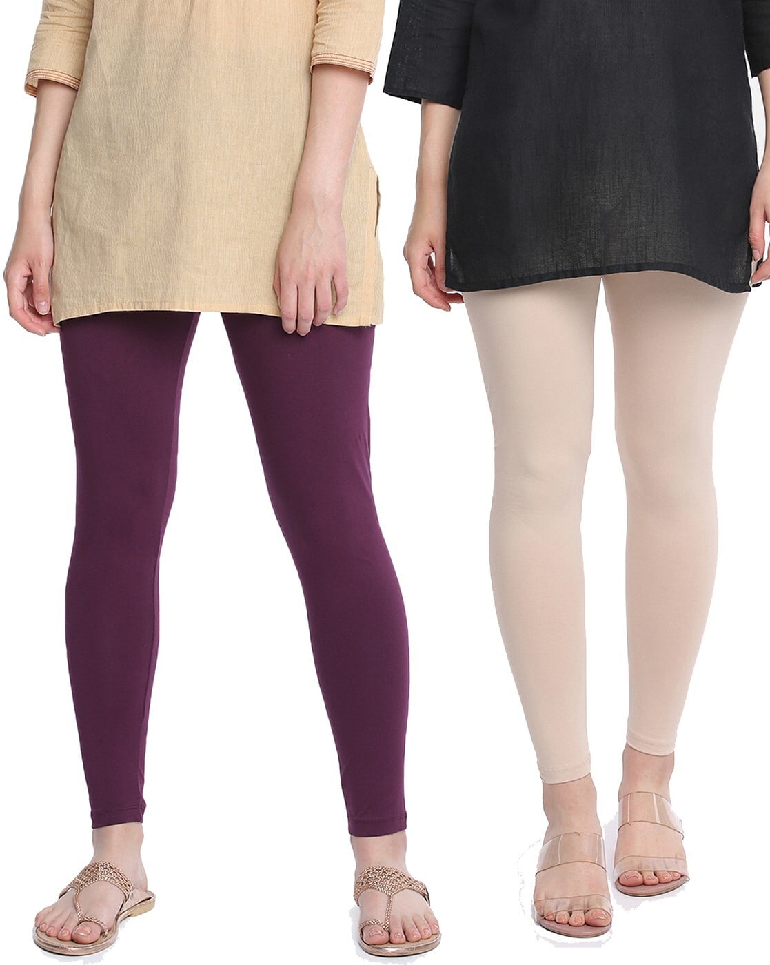 Buy Green & Pink Leggings for Women by DOLLAR MISSY Online | Ajio.com