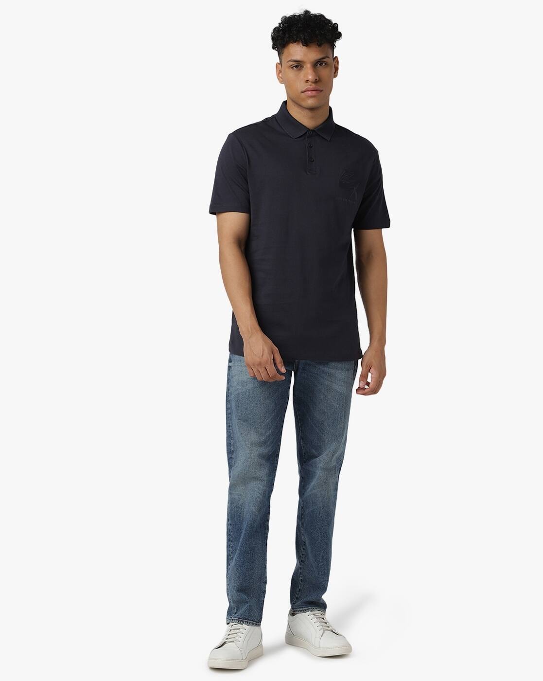 Buy ARMANI EXCHANGE Regular Fit Polo T-Shirt with Online | Ajio.com