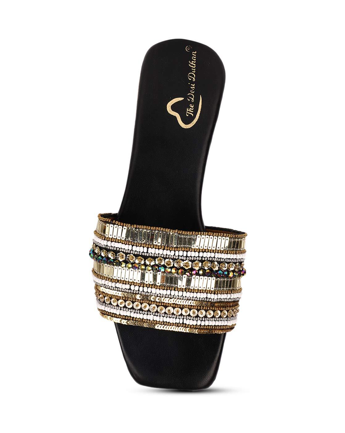 Buy online White Embellished Ethnic Sandal from heels for Women by The Desi  Dulhan for ₹949 at 83% off | 2024 Limeroad.com