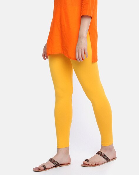 Mustard Yellow Solid Color Legging - Buy Mustard Yellow Solid