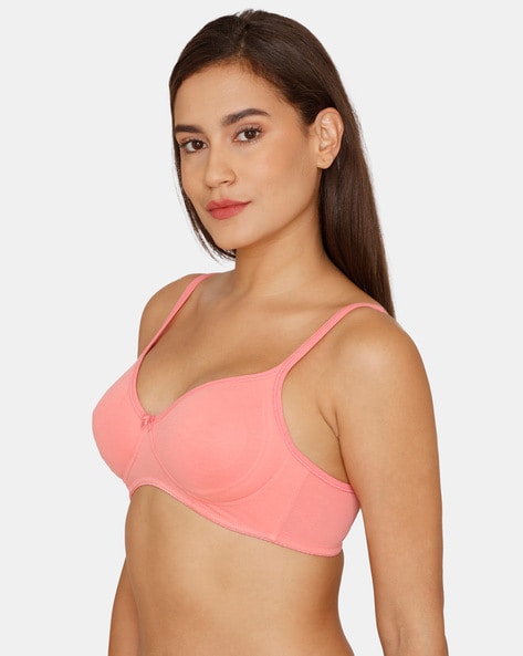 Buy Zivame Double Layered Non-Wired 3-4th Coverage Bra - Powder