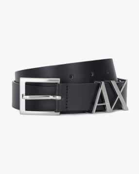 Pin-Buckle Leather Belt with Logo