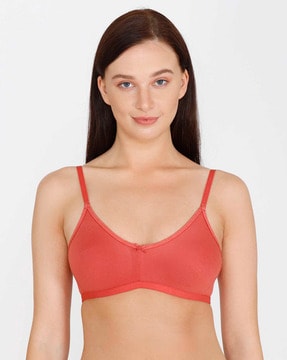 Zivame Modern Grounds Padded Non Wired 3/4th Coverage T-Shirt Bra - Red