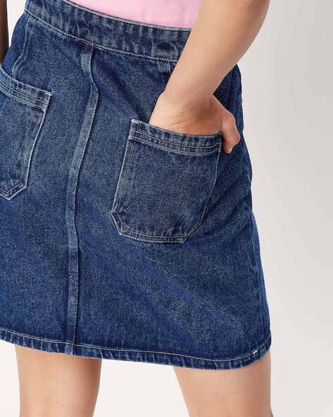 Pleated denim skirt shop 7 little words