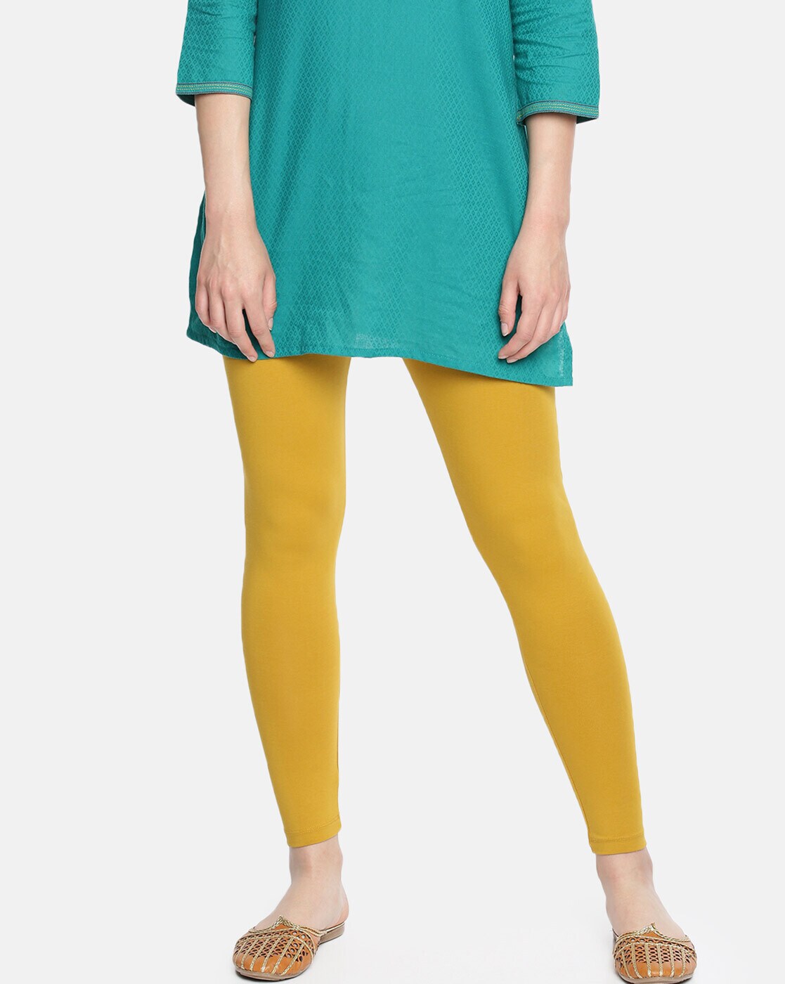 Buy Light Gold Leggings for Women by De Moza Online | Ajio.com