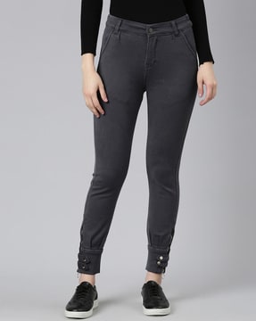 Buy online High Rise Solid Denim Jogger from bottom wear for Women by  Showoff for ₹1839 at 60% off