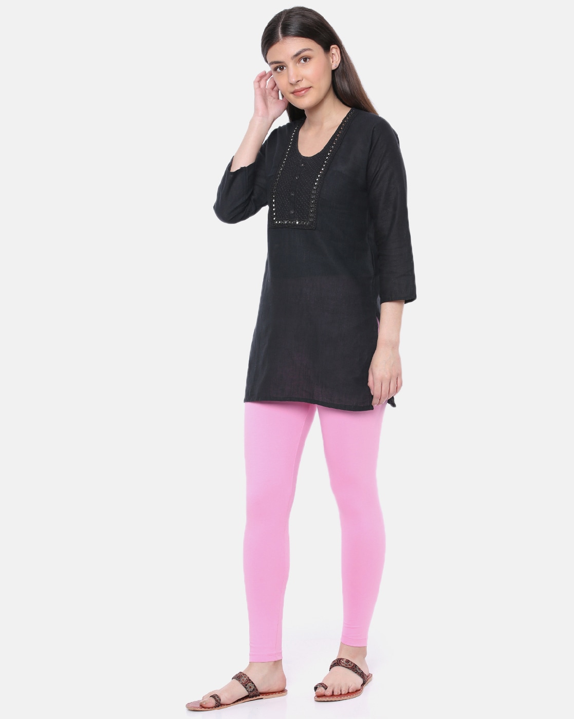Black Pink Kurti Palazzo Set - Parv Fashion - 882802