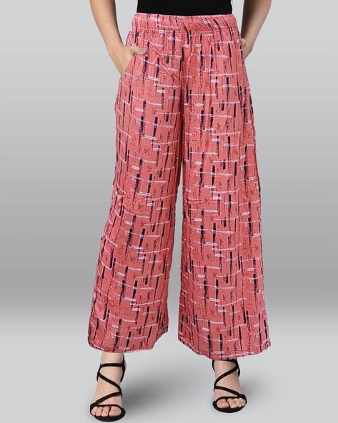 Printed Flared Palazzos with Elasticated Waist