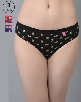 Pack of 3 Printed Assorted Hipster Panties with Elasticated Waistband-image-48