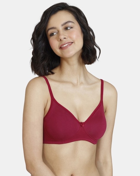 Conceal Petals Double Layered Non-Wired Non-Padded 3/4th Coverage T-Shirt  Bra - Beet red