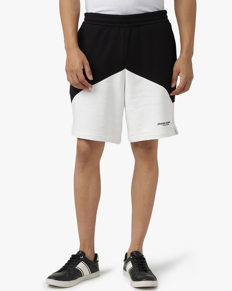 Colourblock Bermuda Shorts with Logo Print