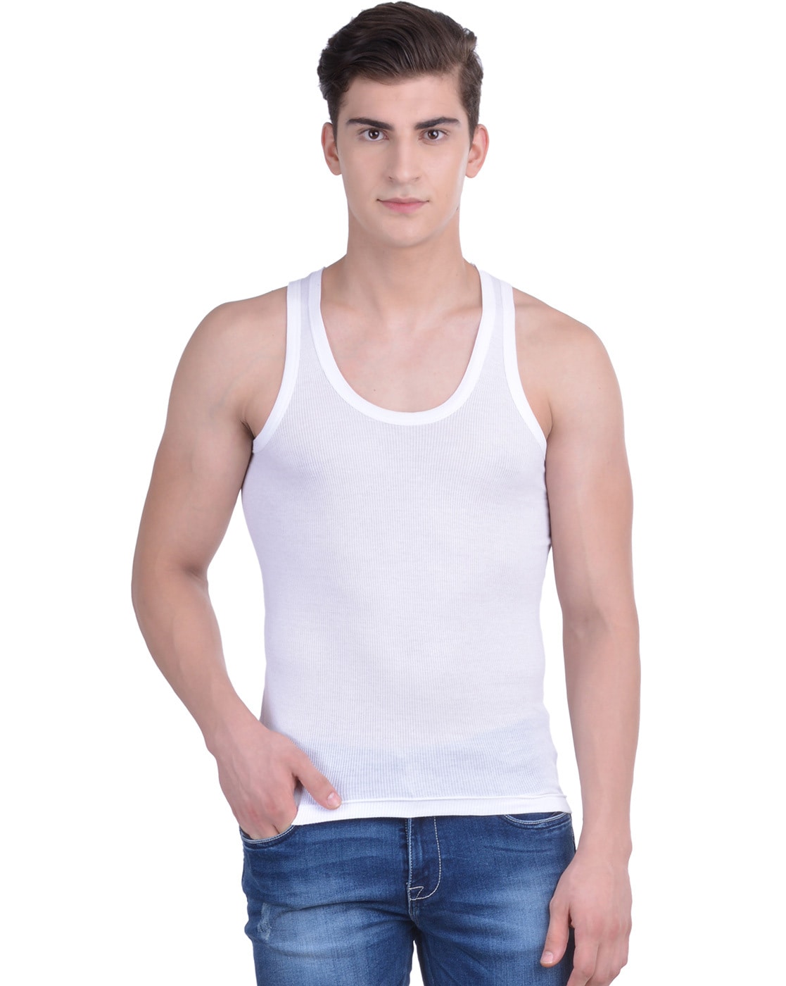 Buy Men's Super Combed Cotton Sleeved Inner T-Shirt with Extended Length  for Easy Tuck - White MC06