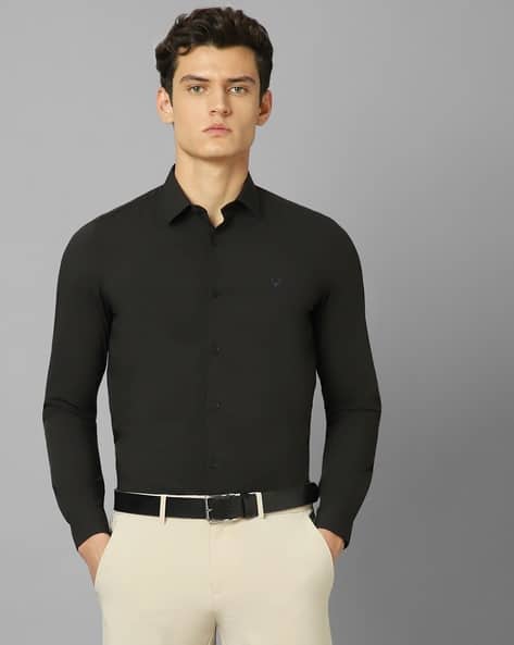 ALLEN SOLLY Slim Fit Shirt with Logo Embroidery