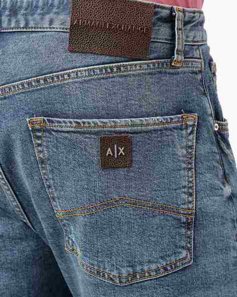 Armani Exchange Men's online Distress Ripped Jeans dark Blue Denim Size 34x32