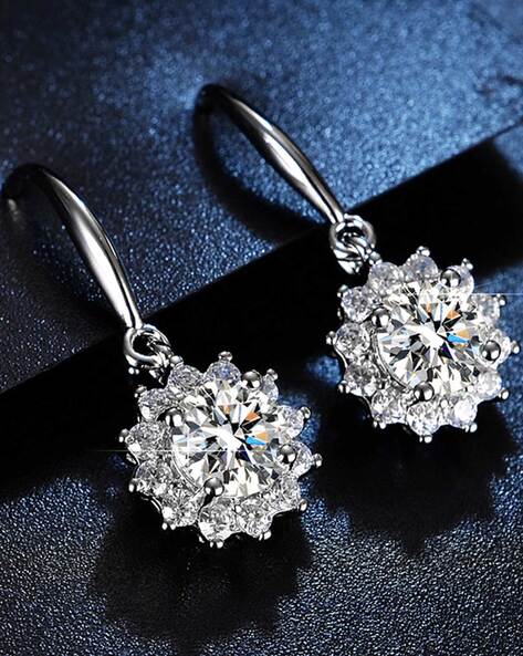 2.46 Carat Diamond Flower Drop Earrings