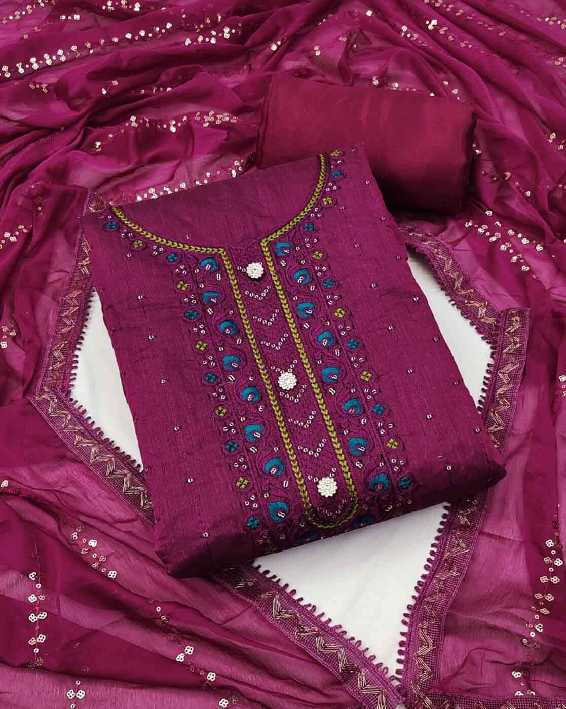 Buy Maroon Dress Material for Women by SHREE VILLA Online | Ajio.com