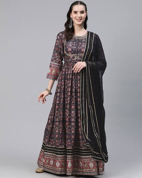 LADYLINE Silk Handworked Plain Salwar Kameez with Banarasi Silk Dupatta  Indian Pakistani Dress for Womens- Black in Mumbai at best price by  Ladyline Store - Justdial