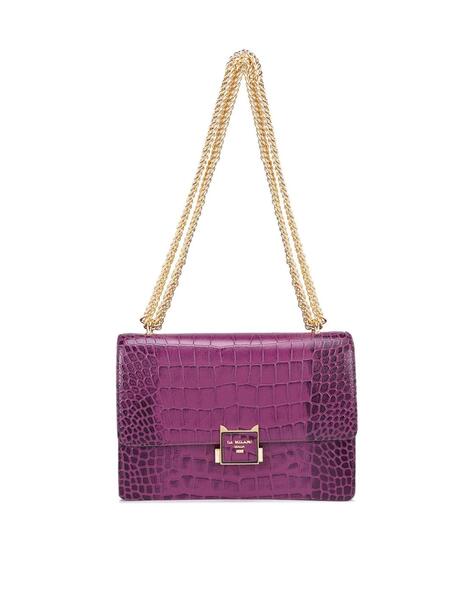 Croc Embossed Chain Shoulder Bag