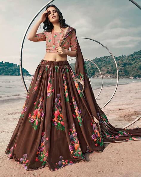 Black Sequence Embellished Floral Lehenga Choli | Lehenga, Party wear  lehenga, Floral lehenga