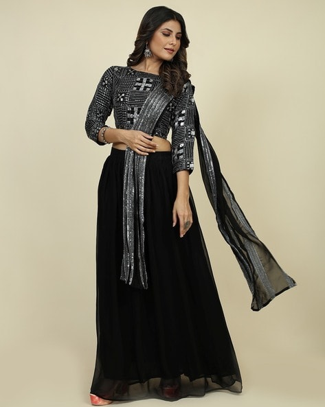 Beautiful Black Colored Lehenga Choli With Dupatta – Cygnus Fashion