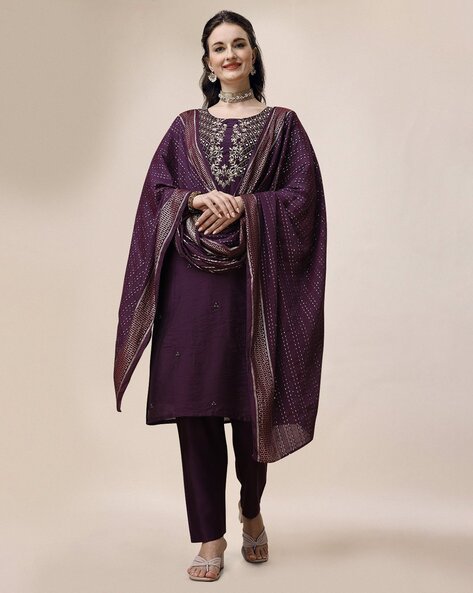 Wine Kurta Suit Sets for Women by BERRYLICIOUS Online | Ajio.com
