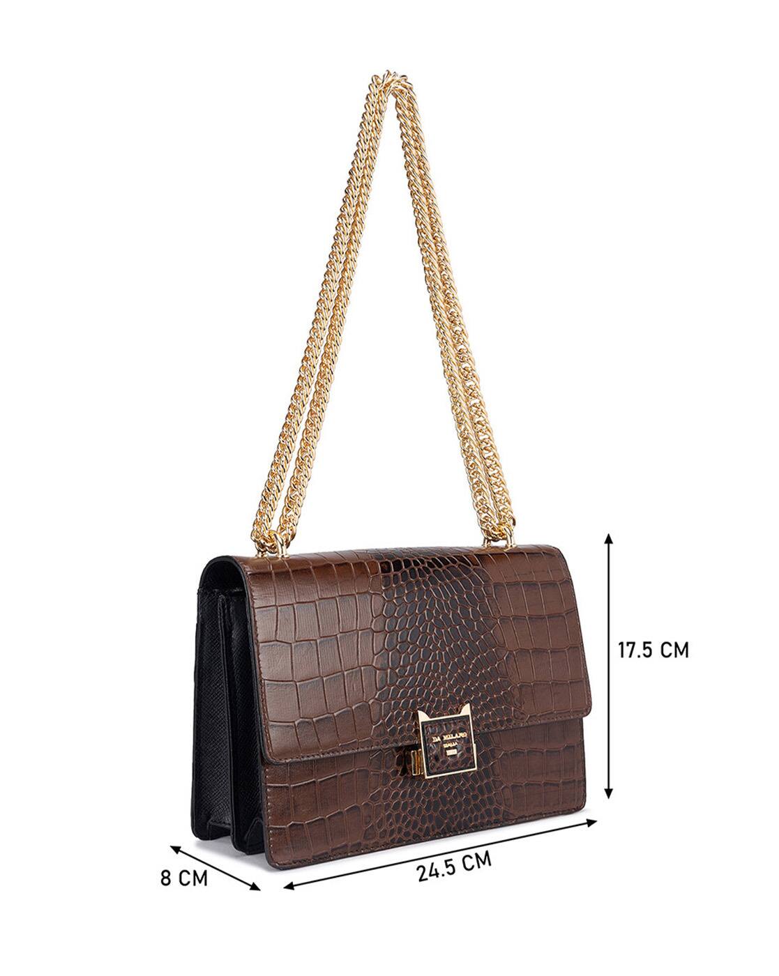 Women Croc-Embossed Sling Bag with Chain Strap