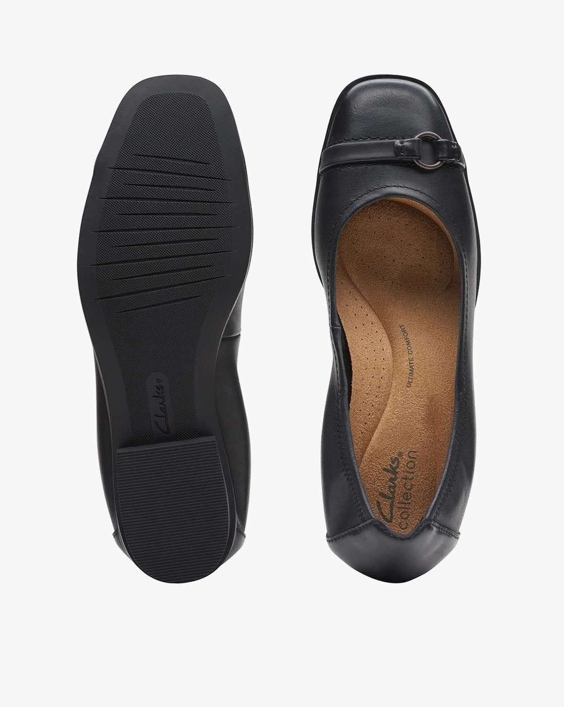 Clarks black hot sale flat shoes