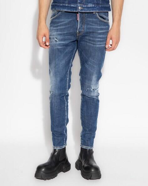 Buy Dsquared2 Skater Skin Fit Mid-Wash Jeans | Navy Blue Color Men 