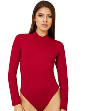 styli Women Long Sleeves High-Neck Single Jersey Bodysuit-picture-16