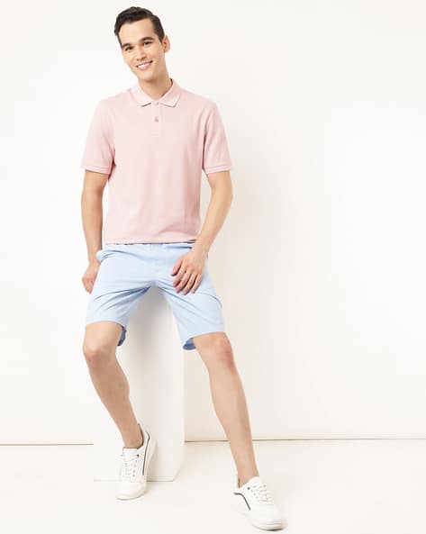 White Shirt Light Pink Shorts Outfit Hollister LIVVY Shorts Bright