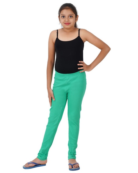 Buy Green Leggings for Girls by COC COLOURS OF COTTON Online