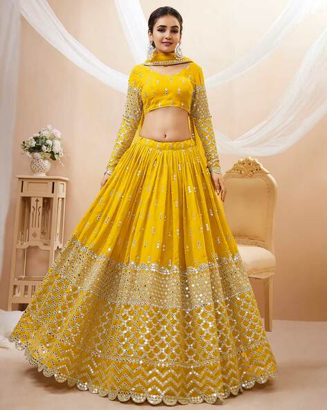 Buy Saka Designs Yellow Sequin Embroidered Lehenga Choli Set For Girls  Online | Aza Fashions