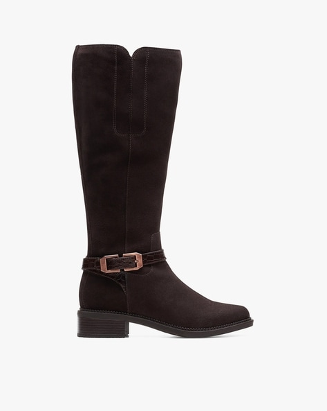 Clarks brown outlet knee high boots