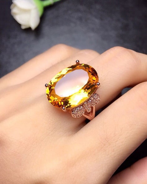 SPE Gold - Natural Floral Gold Stone Ring - Poonamallee