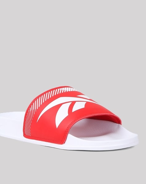 Red 2024 reebok slides