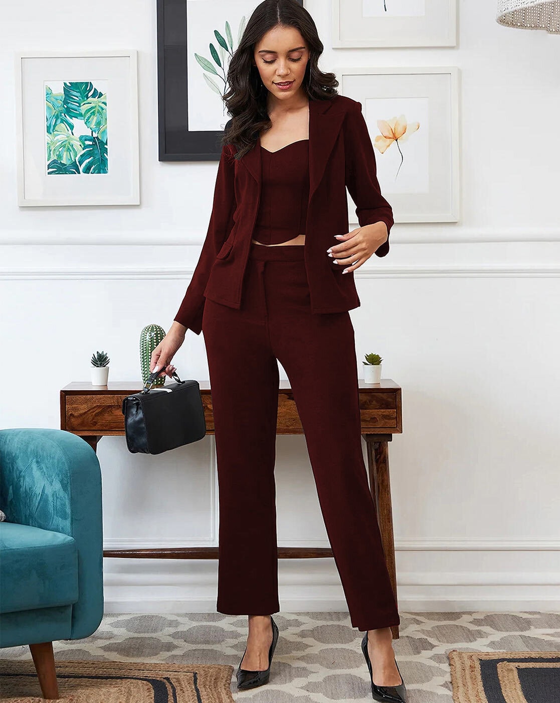 Slim Fit Burgundy Suit Pant | RW&CO. – Designer Elias karam