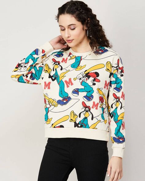 Mickey Mouse Print Crew Neck Sweatshirt