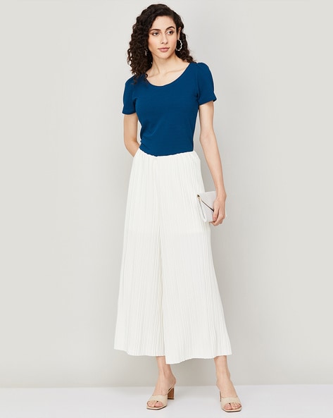 Buy Off white Trousers & Pants for Women by CODE BY LIFESTYLE