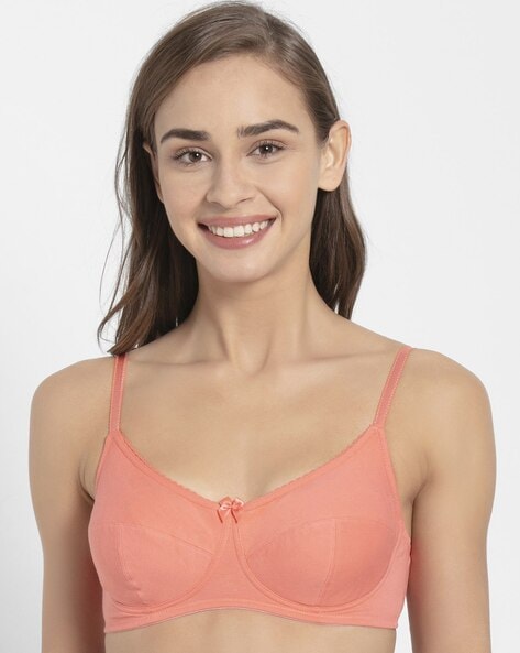 Buy Jockey 1723Peach Padded T-Shirt Bra With Adjustable Straps for